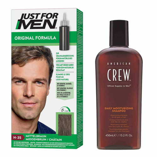 Just For Men - Coloration Cheveux & Shampoing Châtain - Pack - Coloration cheveux barbe just for men marron