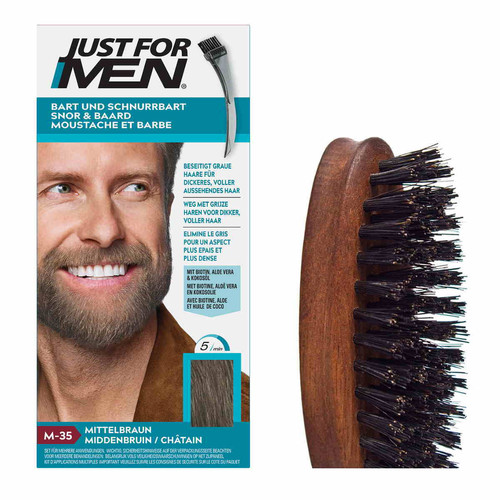 Just For Men - Pack Coloration Barbe Chatain Et Brosse A Barbe - Couleur Naturelle - Coloration cheveux barbe just for men marron
